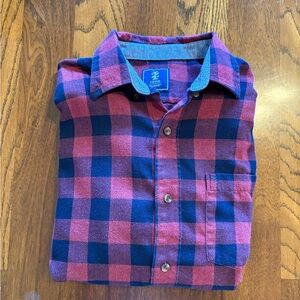 Izod Men's Casual Red and Navy Checkered Shirt
